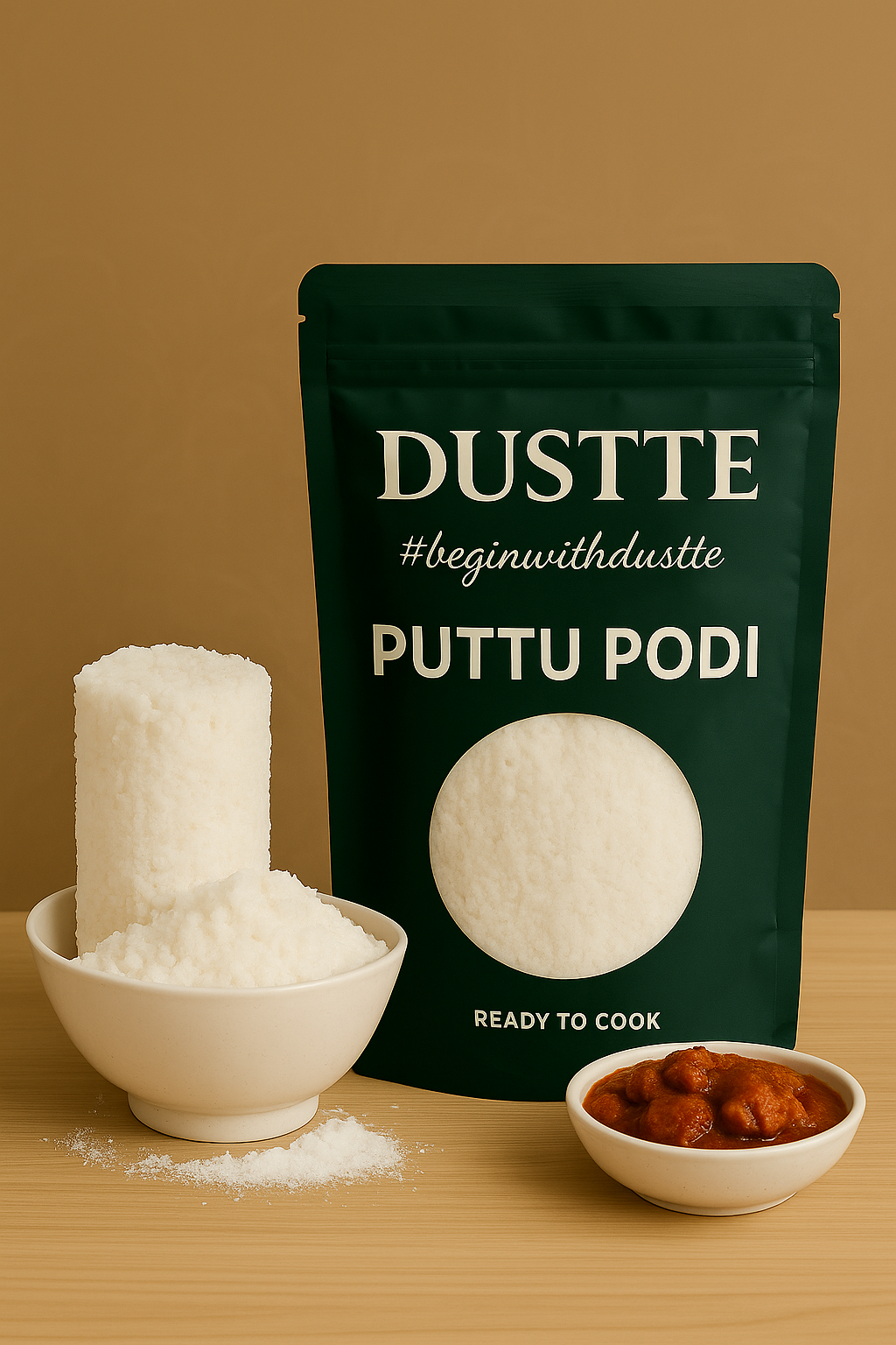 DUSTTÉ Puttu Podi – Premium Steamed Rice Flour (Ready to Cook)
