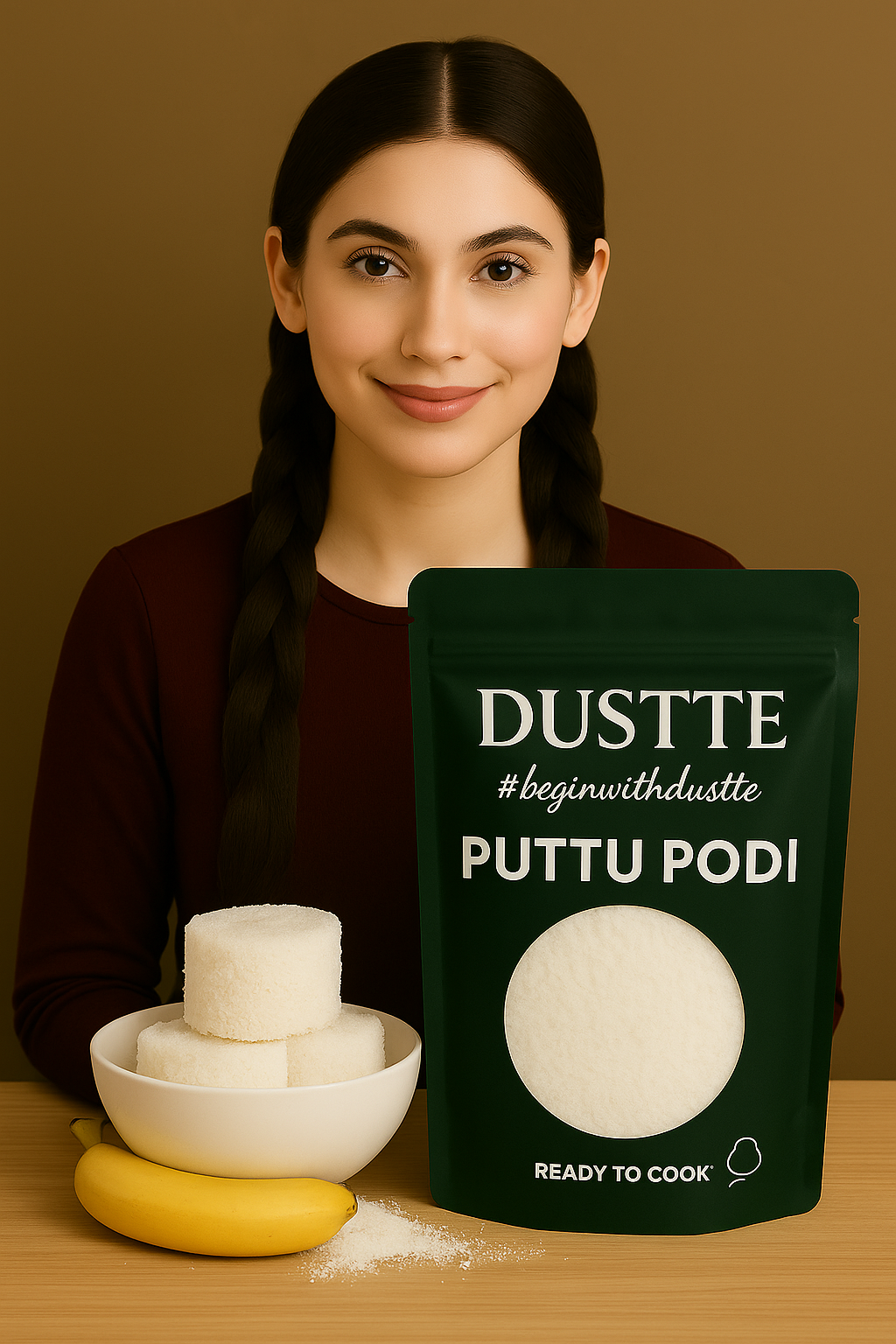 DUSTTÉ Puttu Podi – Premium Steamed Rice Flour (Ready to Cook)
